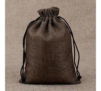 100 PCS bolsa de lino bolsa de arpillera con cordón bolsa de regalo embalaje de joyería dulces de boda bolsa de almacenamiento para fiesta de Navidad logotipo personalizable-café oscuro-7x9cm-50 PCS