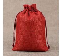100 PCS bolsa de lino bolsa de arpillera con cordón bolsa de regalo embalaje de joyería dulces de boda bolsa de almacenamiento para fiesta de Navidad logotipo personalizable-Vino tinto-7x9cm-50 PCS