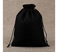100 PCS bolsa de lino bolsa de arpillera con cordón bolsa de regalo embalaje de joyería dulces de boda bolsa de almacenamiento para fiesta de Navidad logotipo personalizable-negro-7x9cm-50 PCS