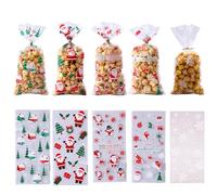 100 Pcs Bolsas de Celofan Navidad Bolsa de Regalo Transparentes Bolsas de Caramelos Bolsa Navidad Bolsas Para Chuches Copo de Nieve Bolsitas de Regalos Transparente Para Envolver Galletas