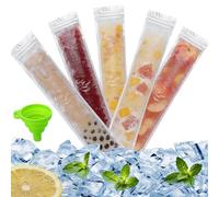 100 Pcs Bolsas Polo Flash Reutilizables, Moldes para Flash de Hielo, tubos de congelador sin BPA con sellos, bolsas para paletas de hielo para yogur, jugo, batidos, paletas de caramelo, con 1 embudo
