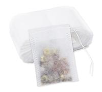 100 Pcs Bolsita de te de Filtro Bolsas té Desechables con Cordón, Bolsas de té vacias para tés y café, sin blanquear, 6 cm x 8 cm (Blanco)