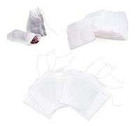 100 Pcs Bolsita de te de Filtro Bolsas té Desechables con Cordón, Bolsas de té vacias para tés y café, sin blanquear, 6 cm x 8 cm (Blanco)