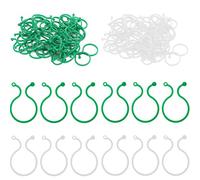 100 Pcs Clips de Soporte para Plantas de Jardín, Reutilizable Plastico Abrazadera con Anillas para Asegurar y Conectando Plantas Trepadoras, Tomates, Flores, Verduras, Blanco y Verde