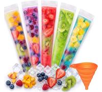 100 PCS DIY Popsicle Bags, Disposable Popsicle Bags with Funnel, Ice Pop Bags with Zip Seal, Leak-Proof Ice Lolly Moulds for DIY Healthy Snacks, Yogurt Sticks,Juice and Fruit Smoothie (200 Pcs)