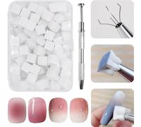 100 Pcs Esponjas para Uñas Ombre con Pinza de Metal, Pinceles para Uñas Ombre, Esponja Cepillo Uñas, Esponja Pinceles, Utilizado para Crear una Variedad de Patrones de Arte de Uñas Gradientes