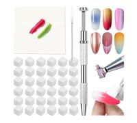 100 Pcs Esponjas para Uñas Ombre con Pinza Metálica y Papeles de Paleta, Accesorios de Nail Art para Manicura, Baby Boomer, Herramientas Profesionales de Uñas y Kit de Manicura DIY en Casa y Salón