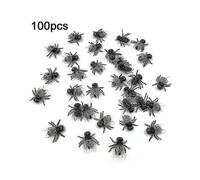 100 Pcs Fake Flies Plastic Simulated Insect Fly Bugs Joke Toys Prank Halloween Supplies Party Favors