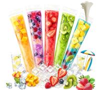 100 PCS Food-grade Disposable Popsicle Bags, DIY Ice Pop Bags, Ice Popsicle Mold Bag with Sealable Openings & Foldable Funnel, for DIY Popsicles Maker, Healthy Snacks, Juice, Yogurt (200pcs)