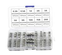 100 Pcs Fusibles de Tubo de Vidrio de Coche,5x20mm Fusible de Tubo de Vidrio,Profesional Coche vidrio Tubo fusible Kit,Para electrodomésticos,Automóviles
