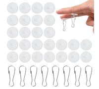 100 Pcs Gancho Techos, 30mm Ganchos Adhesivos para Techo sin Agujeros, Ganchos de Techo Autoadhesivos sin Taladrar Extrafuertes con Clips para Decoración de Plantas, Luces, Cocina, Baño, Oficina