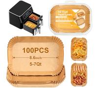 100 Pcs Papel Air Fryer, Redondo 14×22CM, BPA Free, Resistente Al Aceite y a Altas Temperaturas, Papel Freidora Aire Para Horno Microondas De 4-6.5L, Para COSORI Cecotec