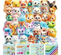 100 PCS Pegatinas Niños Animales, Stickers Infantiles, Regalos Cumpleaños Niños Colegio, Detalles Cumpleaños Invitados, Regalitos Infantiles, Pack 100 Pegatinas Animales + Bolsas Regalos