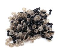 100 pcs Plástico Kit de Ojos de Muñeca DIY Muñeca Creativa Informal Manualidades Ojos de Seguridad Amigurumi Ojos de Crochet DIY como Regalo (Negro)(8mm)