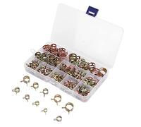 100 PCS Spring Band Hose Clamps | Zinc Plated Fuel Line Clips 6-17mm | Adjustable Clamp for Automotive/Pneumatic/Water Hoses | 10 Sizes Kit