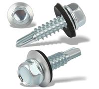 100 pcs Tornillos Autotaladrantes 4.8x19MM Tornillos Roscachapas Tornillo Panel Sandwich Tornillos Autorroscantes Metal para Panel Sandwich Tejado, Chapas Metalicas, Tejado, Aluminio (Plata)