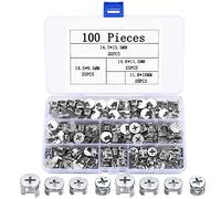 100 Pcs Tuercas de Leva, Tuercas de Excéntricas Conectores de Muebles, Kit de Conectores de Fijación de Muebles, Tuerca de Fijación para Cajones, Armarios, Paneles (4 Tamaños)