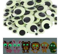 100 pegatinas autoadhesivas que brillan en la oscuridad con ojos gordos que brillan en la oscuridad ojos gordos de 8 mm, 10 mm, 25 mm, embalaje mixto para decoración de manualidades (mezcla luminosa)