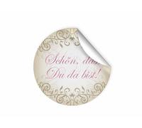 100 pegatinas con texto en alemán «Schön, dass du da bist» para regalos de invitados, bodas, bautizos, cumpleaños, aniversarios (4,5 cm redondos)