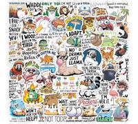 100 Pegatinas de animales con frases cómicas,Stickers Frases motivacionales graciosas,SANYUANHE Pegatinas de animales humorísticas para botella de agua,maleta,coche,tableta,niños y adultos