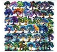 100 Pegatinas De Árboles Mágicos, Material De Collage De Cuentas De Mano A Prueba De Agua, Pegatinas Decorativas De De Fantasía, Adecuadas Para Vestir Cascos, Guitarras, Vasos De Agua, Etc.