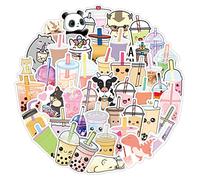 100 pegatinas de burbujas de té, papel autoadhesivo impermeable y lindo, pegatinas para animales de cómic, utilizadas en álbumes, cuadernos, diarios, manualidades de bricolaje