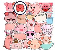 100 pegatinas de cerdo kawaii lindo de dibujos animados rosa Piggy Sticker para niños impermeable vinilo animales pegatinas para botellas de agua, portátil, decoración de bricolaje, scrapbook, monopatín, funda de teléfono