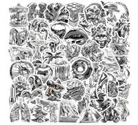 100 Pegatinas de Decoración plateada elegante,Stickers metalizados para Instagram,SANYUANHE Stickers plateados metálicos para botella de agua, maleta, bicicleta, coche, tableta, niños y adultos