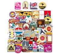 100 Pegatinas de Edificios Famosos y Monumentos Mundiales - Decorativas Impermeables para Viajes Internacionales y Bricolaje