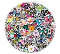 100 pegatinas de mariposas de flores bonitas y estéticas para adolescentes, niñas, mujeres, adultos y niños, perfectas para portátil, teléfono móvil, monopatín, bolsa de viaje