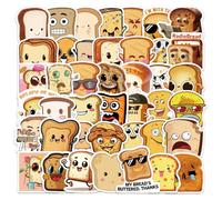 100 Pegatinas de pan divertidas,Set de stickers de desayuno divertido,SANYUANHE Pegatinas de pan kawaii para botella de agua, maleta, bicicleta, coche, tableta, niños y adultos