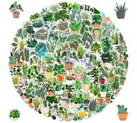 100 Pegatinas de Plantas Verdes, Piezas Impermeable Vinilo Pegatinas, Calcomanías De Cactus De Flores, para niños, adolescentes, adultos, botella de agua, teléfono, lácteos, laptop, monopatín