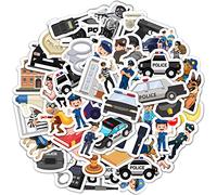 100 Pegatinas de Policía, Juguetes de Policía, Calcomanías de Policía para Portátiles, Pegatinas de Coches de Policía, Favoritos de Fiesta de Policía - Police Stickers