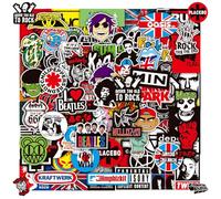 100 Pegatinas de Rock Punk y Roll, Música y Metal Clásico, Moda Hip-Hop Graffiti Stickers para Laptop, Bicicleta, Monopatín y Equipaje