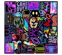 100 pegatinas decorativas para álbumes de recortes, pegatinas para folletos, bicicletas, monopatines, pegatinas decorativas de neón, pegatinas holográficas autoadhesivas