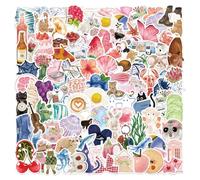 100 pegatinas estéticas rosas, paquete de pegatinas de vinilo con un toque femenino y coqueto para equipaje, scrapbooking, monopatín, guitarra, regalo para adolescentes, niñas y niños.