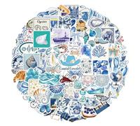100 pegatinas oceánicas de verano, pegatinas estéticas, pegatinas azules animales marinos, pegatinas de vinilo impermeables de graffiti, decoración para álbumes de recortes, diario, Kindle, portátil