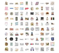 100 pegatinas para libros, serie de libros, pegatinas para lectura de libros, pegatinas retro literarias y artísticas, bonitas pegatinas de patrón, para cuadernos, botellas de agua, monopatín,