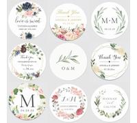 100 Pegatinas Personalizadas De Flores De Boda, Etiquetas De Recuerdo De Boda For Bodas, Cumpleaños, Años, Regalos De Fiesta De Bautizo, Pegatinas Redondas Personalizadas Con Efecto Floral