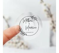 100 pegatinas redondas transparentes personalizadas para fiesta de boda, invitaciones, tarjetas de agradecimiento, sobres autoadhesivos para tarros, tazas, botellas, pegatinas personalizadas