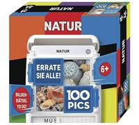 100 PICS 20208063 Juego de Preguntas Naturaleza, Juego Educativo para Toda la Familia, Brainteaser, Juego de Viaje para Adultos y niños a Partir de 6 años