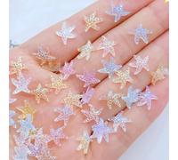 100 Pieces Decoraciones para Uñas Estrella de Mar Colorido Piedras Decorativas 3D para Uñas Verano Beach Nail Joyería Océano Tema para Mujer y Niña