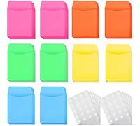 100 Pieces Library Card Envelope Colorful Small Packet Envelope Library Card Pocket with 12 Sheets Removable Adhesive Dot for Public School Office(Rose, Orange, Blue, Yellow, Green)