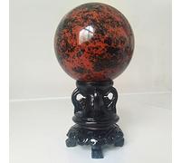 100% Piedra Natural Obsidiana Roja Bola De Cristal Decoración Del Hogar Astrólogo Bola De Energía Chakra Feng Shui Bola Curativa,bola Y Base,diámetro 95-mm100mm