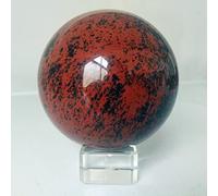 100% Piedra Natural Obsidiana Roja Bola De Cristal Decoración Del Hogar Astrólogo Bola De Energía Chakra Feng Shui Bola Curativa,bola Y Base,diámetro 85mm-90mm