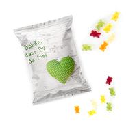 100 pieza Pequeños paquetes de ositos de goma Give Away - Regalos con Schön, dass du da bist en verde blanco para regalos, obsequios Bodas, cumpleaños y todos los fijo como pequeño regalo