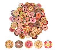 100 Piezas 20 mm Botones De Madera Retro Redonda Costura Colores Pintados 2 Agujeros Decorativos para Coser Manualidades DIY Elaboración Artesanía