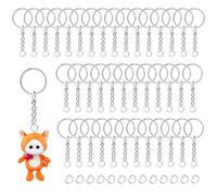 100 Piezas 25mm Anillas Metálicas Para Llaveros, con Cadena Para DIY Llaves, Manualidades, Adornos y Bricolaje (Plateado)