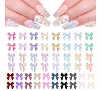 100 Piezas 3D Kits De Decoración De Uñas Aurora Bow Nail Charm Coloridos Accesorios De Uñas Bowknot Lindos Diamantes De Imitación De Resina Para Arte De Uñas Manualidades Y Decoración