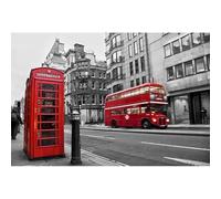100 piezas (45,5 x 35,5 cm) Juguetes de rompecabezas para adultos: Autobús de cabina telefónica de Londres, juego de desafío familiar, regalos de decoración para el hogar